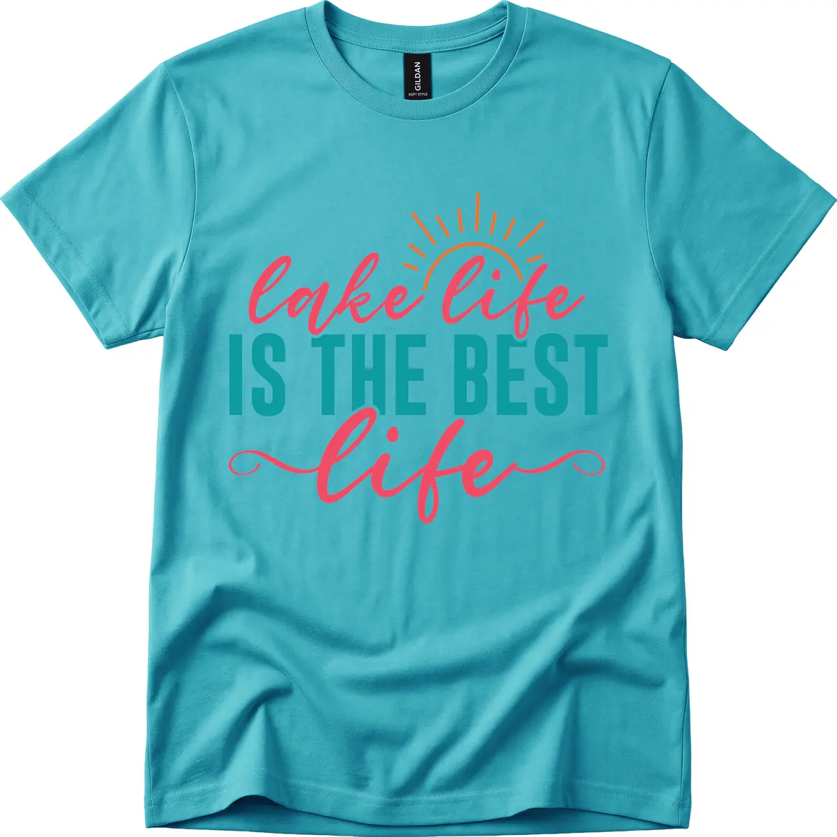 Lake Life Is The Best Life T-Shirt in Tropical Blue