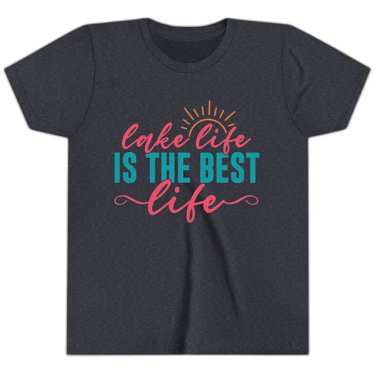Lake Life Is The Best Life Youth T-Shirt in Heather Navy