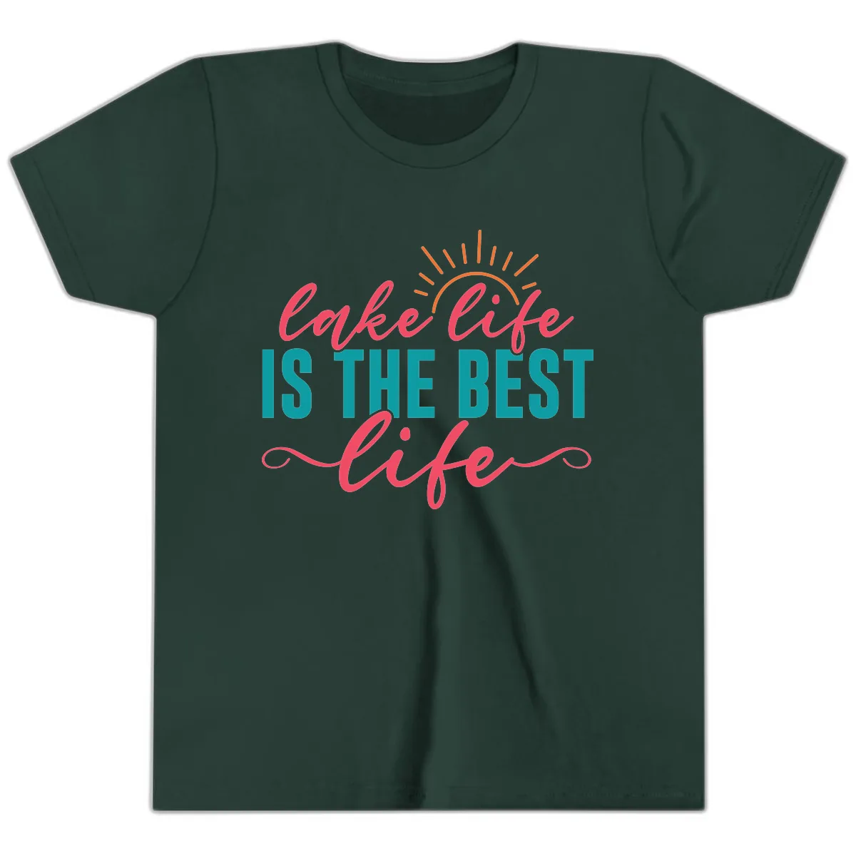 Lake Life Is The Best Life Youth T-Shirt in Forest