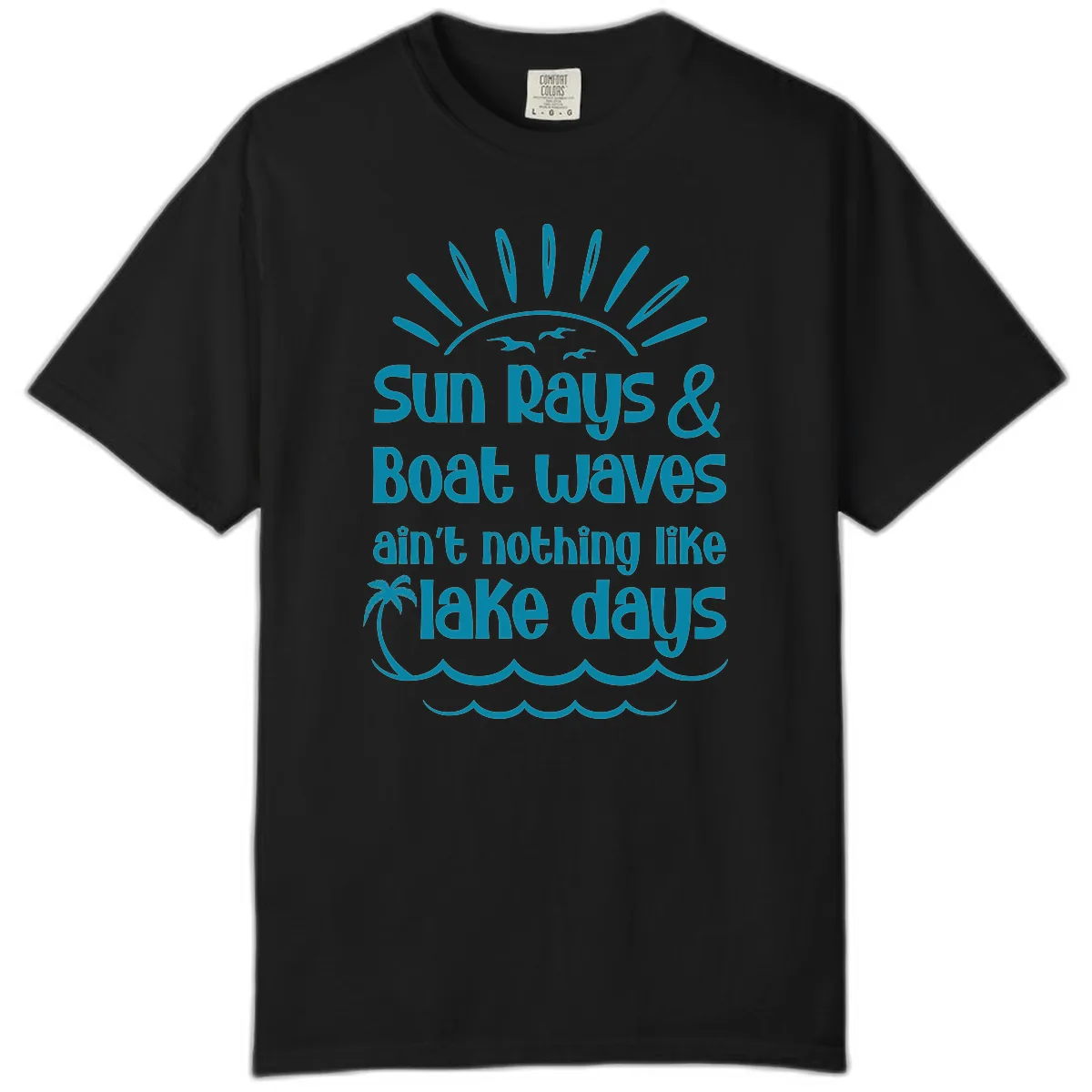 Sun Rays Boat Waves Lake Days Comfort Color in Black
