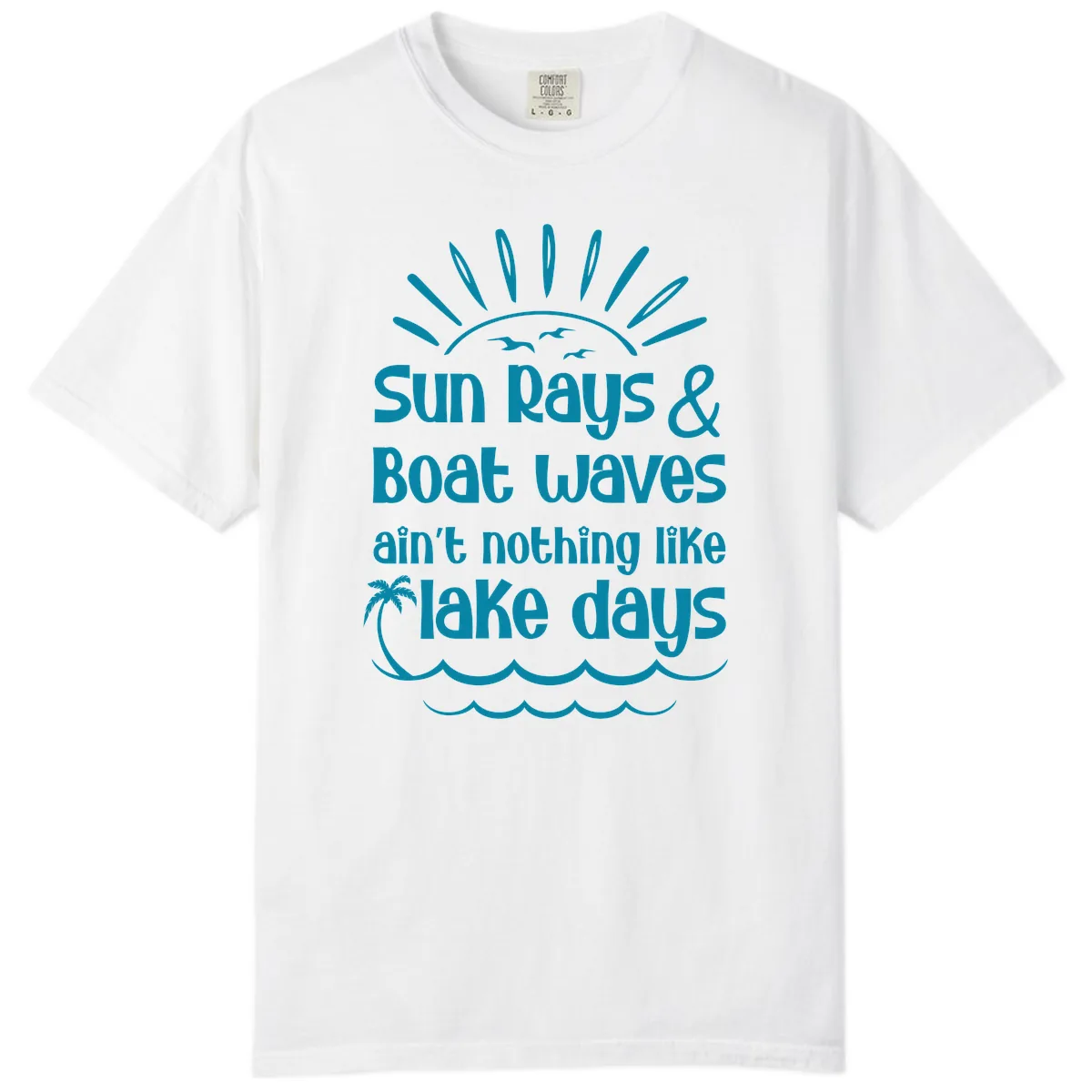 Sun Rays Boat Waves Lake Days Comfort Color in White