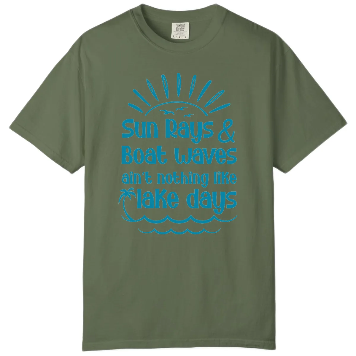 Sun Rays Boat Waves Lake Days Comfort Color in Sage