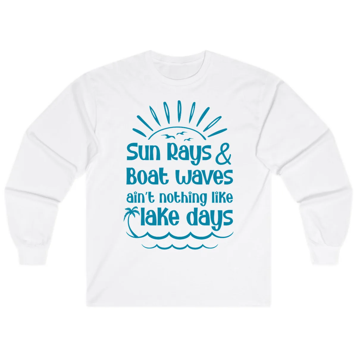 Sun Rays Boat Waves Lake Days Long Sleeve in White