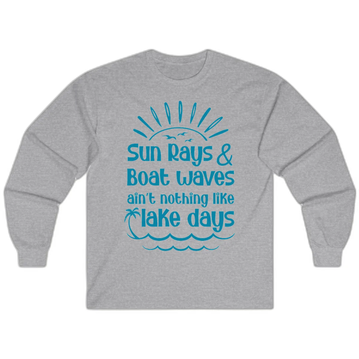 Sun Rays Boat Waves Lake Days Long Sleeve in Sport Grey