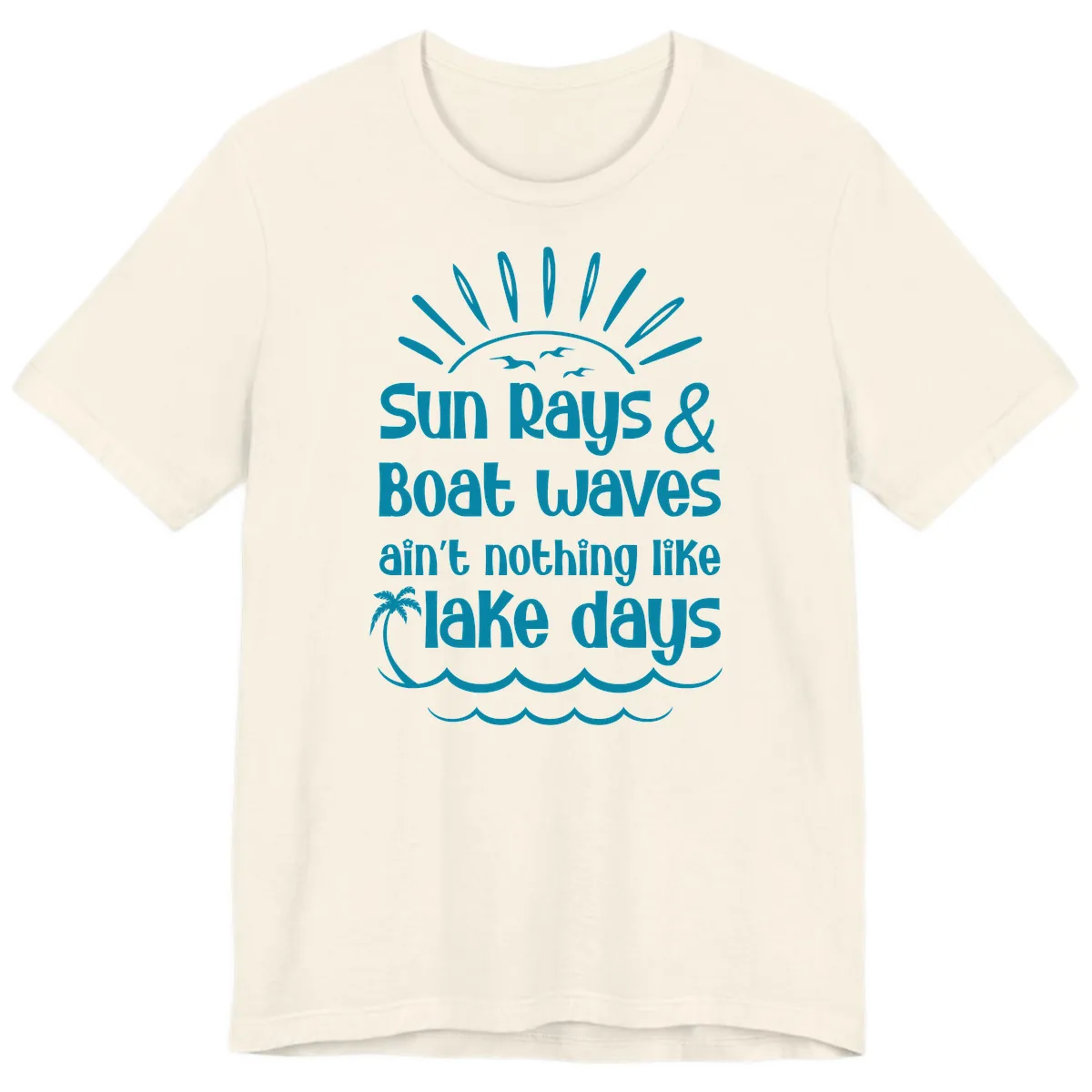 Sun Rays Boat Waves Lake Days Premium T-Shirt in Natural