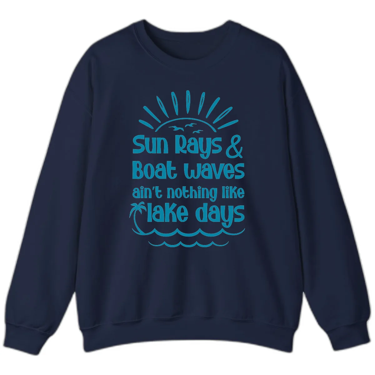 Sun Rays Boat Waves Lake Days Sweatshirt in Navy
