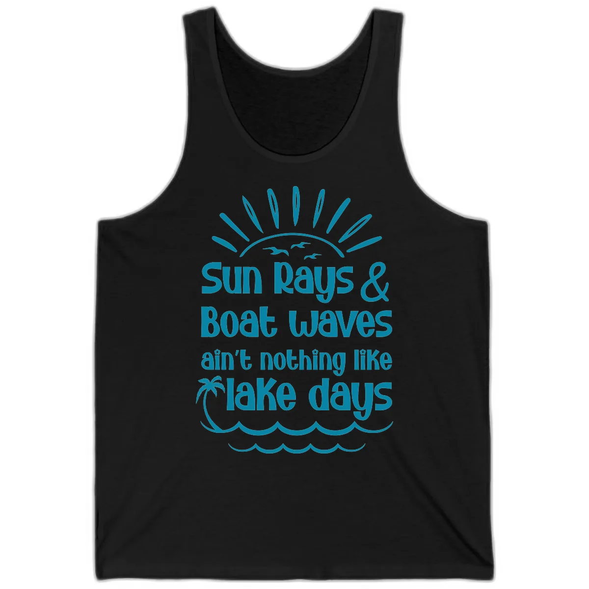 Sun Rays Boat Waves Lake Days Tank in Black
