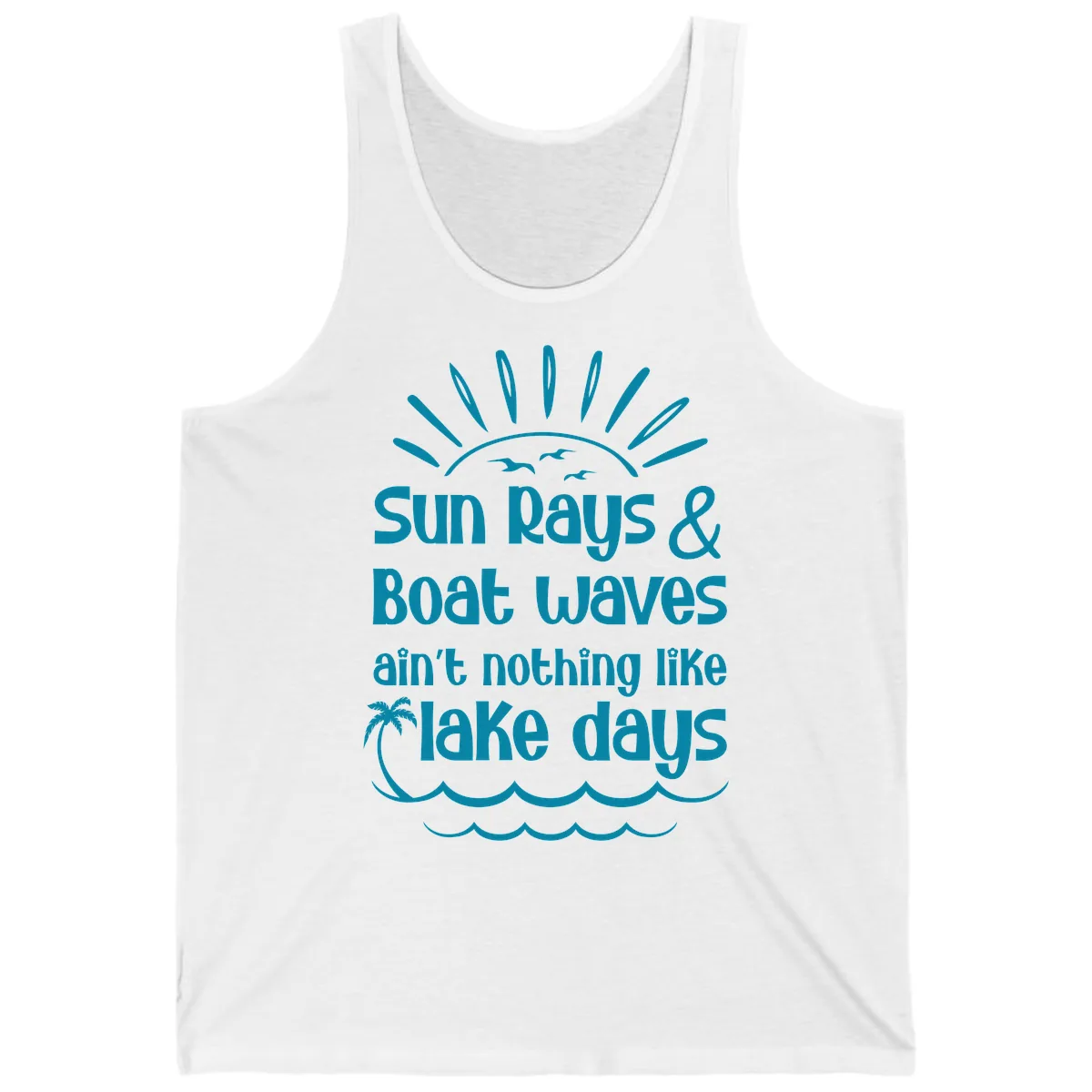 Sun Rays Boat Waves Lake Days Tank in White