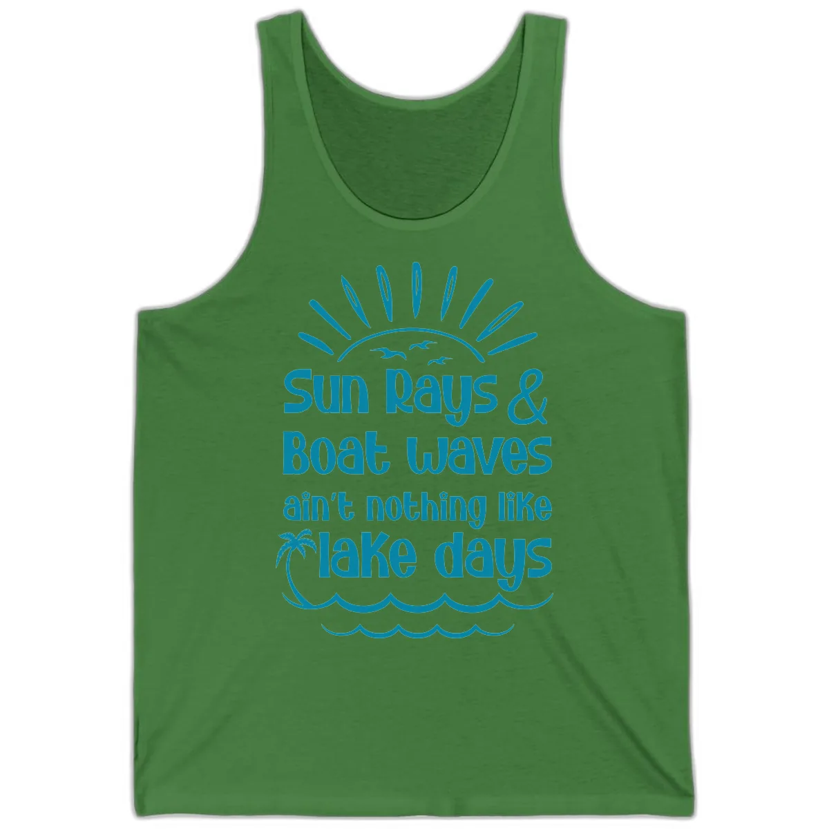Sun Rays Boat Waves Lake Days Tank in Leaf
