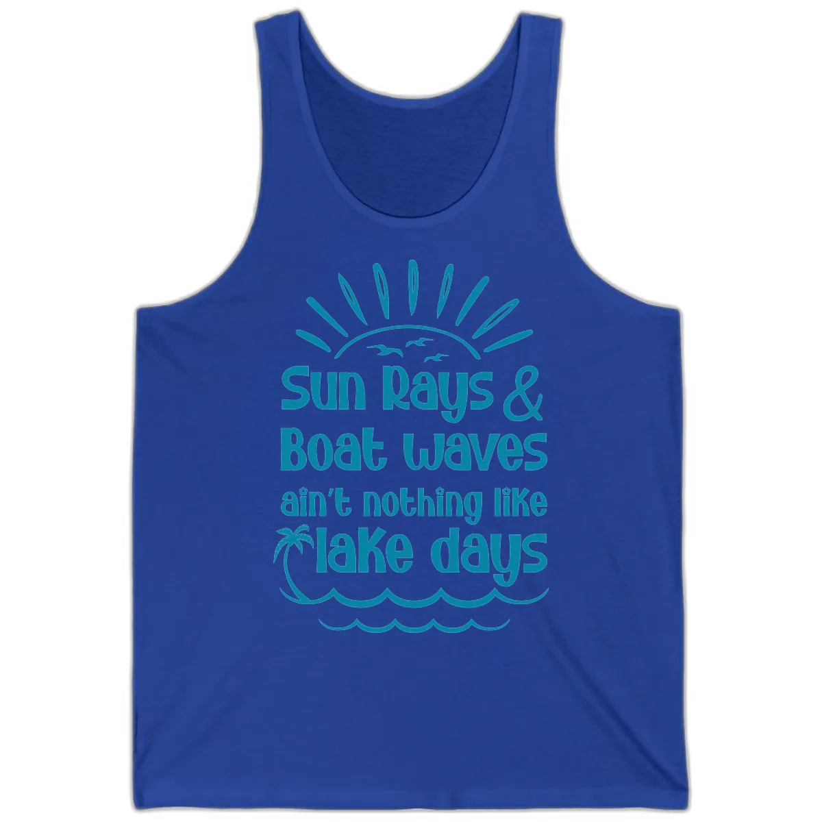 Sun Rays Boat Waves Lake Days Tank in True Royal