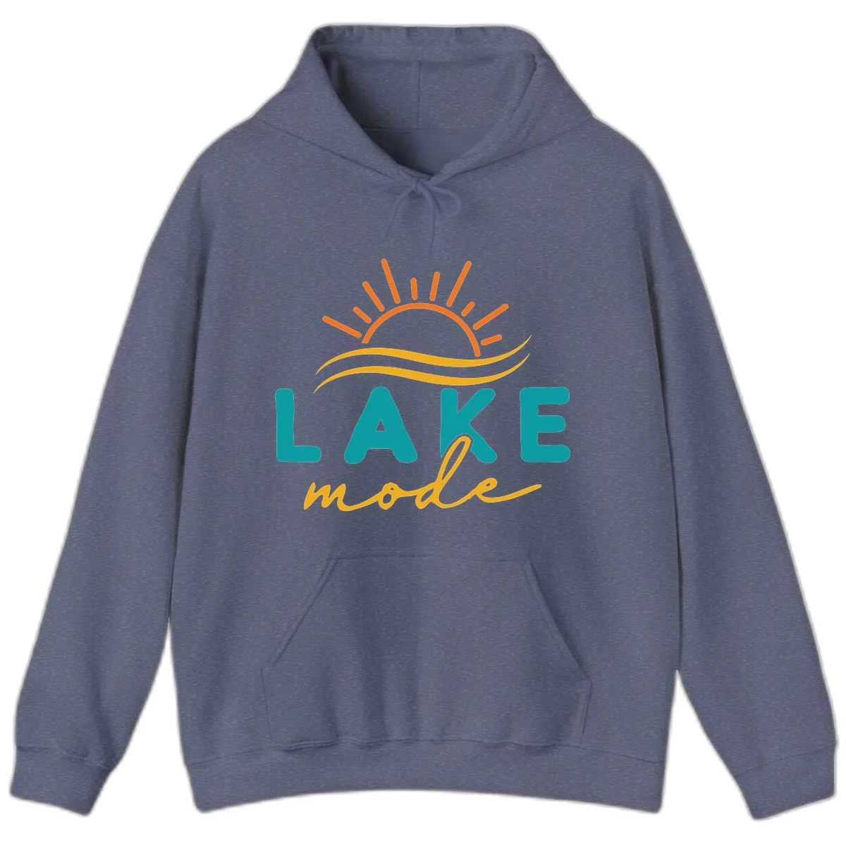 Lake Mode Sun and Waves Hoodie in Heather Navy