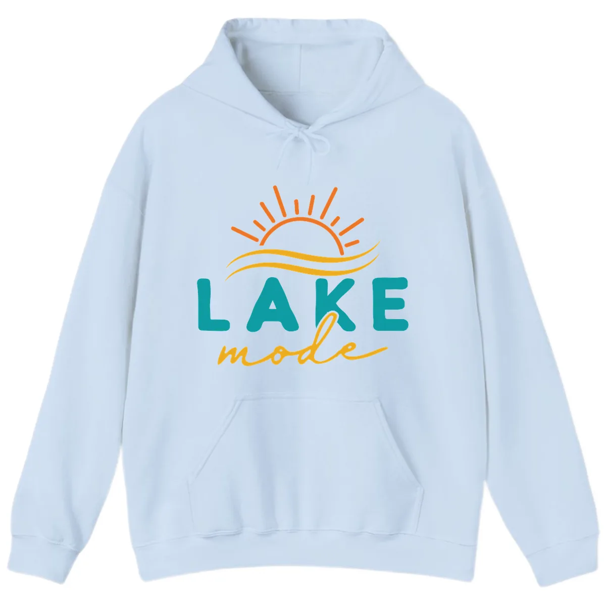 Lake Mode Sun and Waves Hoodie in Light Blue