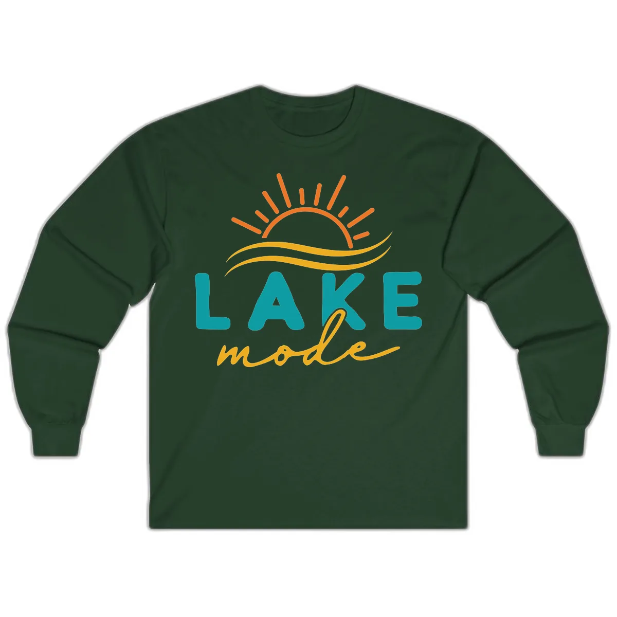 Lake Mode Sun and Waves Long Sleeve in Forest Green