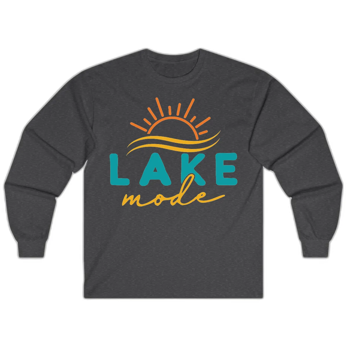 Lake Mode Sun and Waves Long Sleeve in Dark Heather