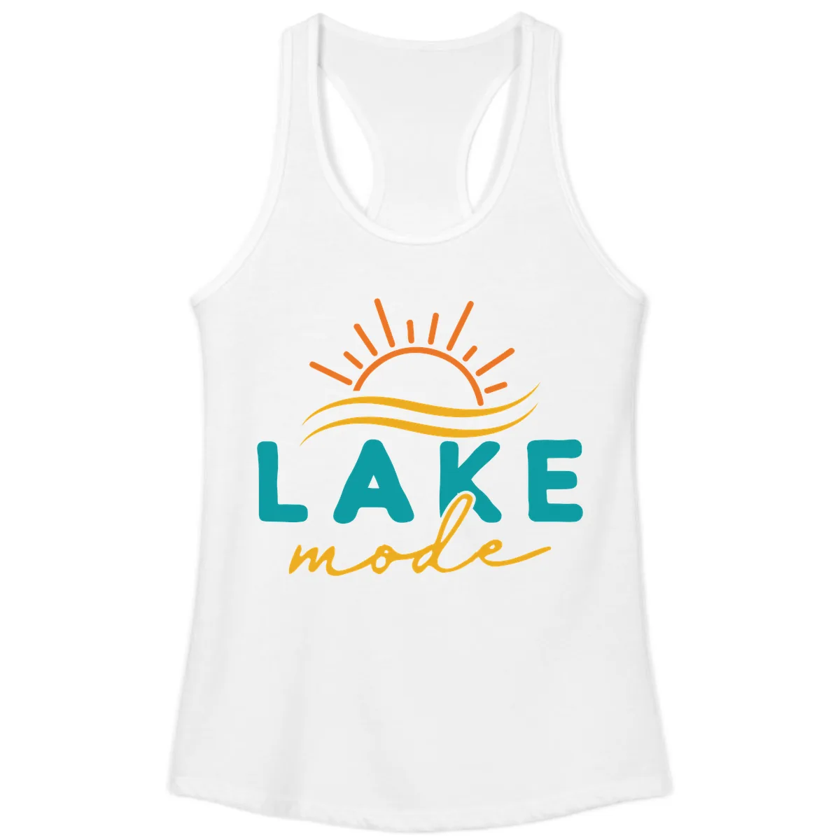 Lake Mode Sun and Waves Ladies Tank in White