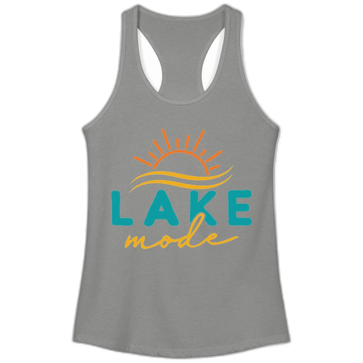 Lake Mode Sun and Waves Ladies Tank in Heather Grey