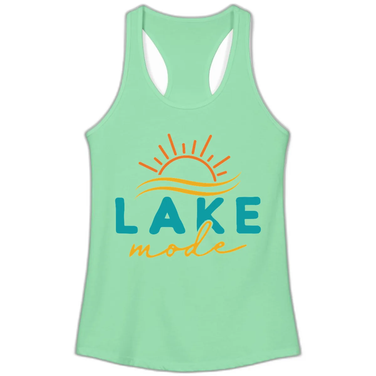 Lake Mode Sun and Waves Ladies Tank in Solid Mint