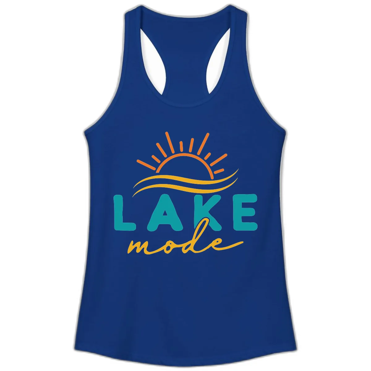 Lake Mode Sun and Waves Ladies Tank in Solid Royal