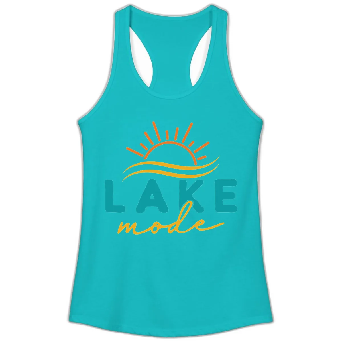 Lake Mode Sun and Waves Ladies Tank in Tahiti Blue