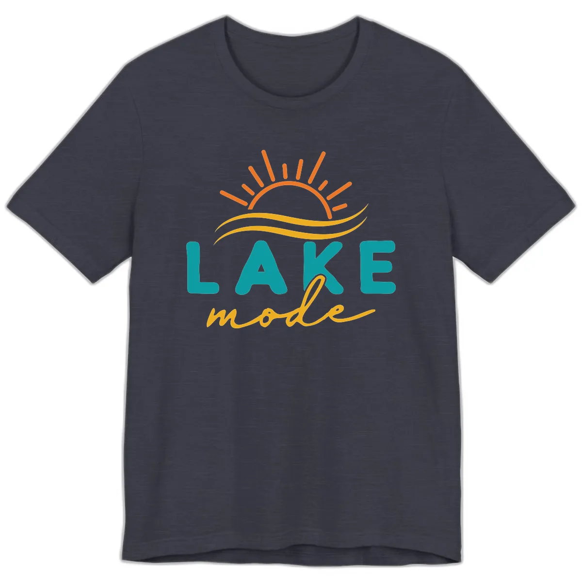 Lake Mode Sun and Waves Premium T-Shirt in Heather Midnight Navy