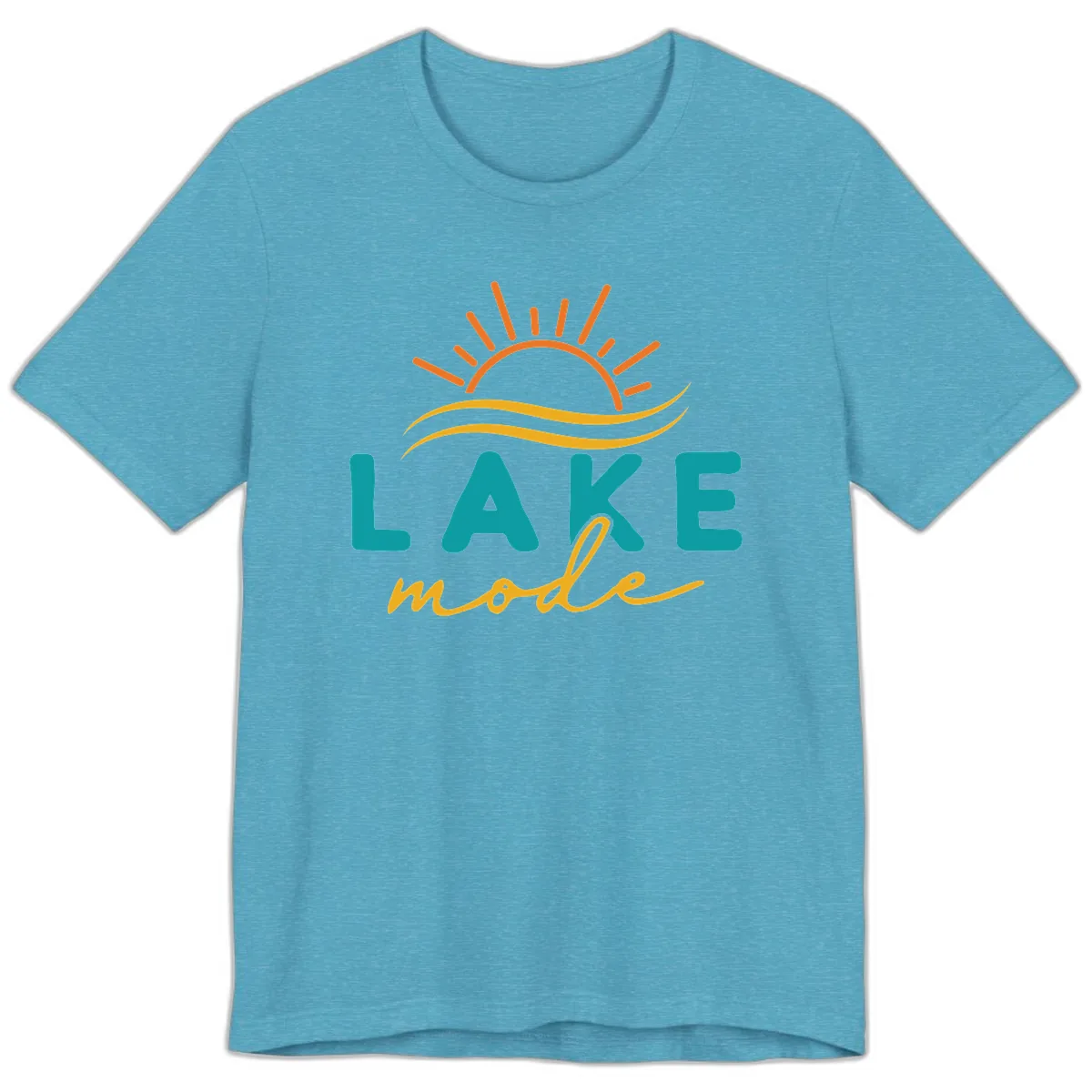 Lake Mode Sun and Waves Premium T-Shirt in Heather Aqua
