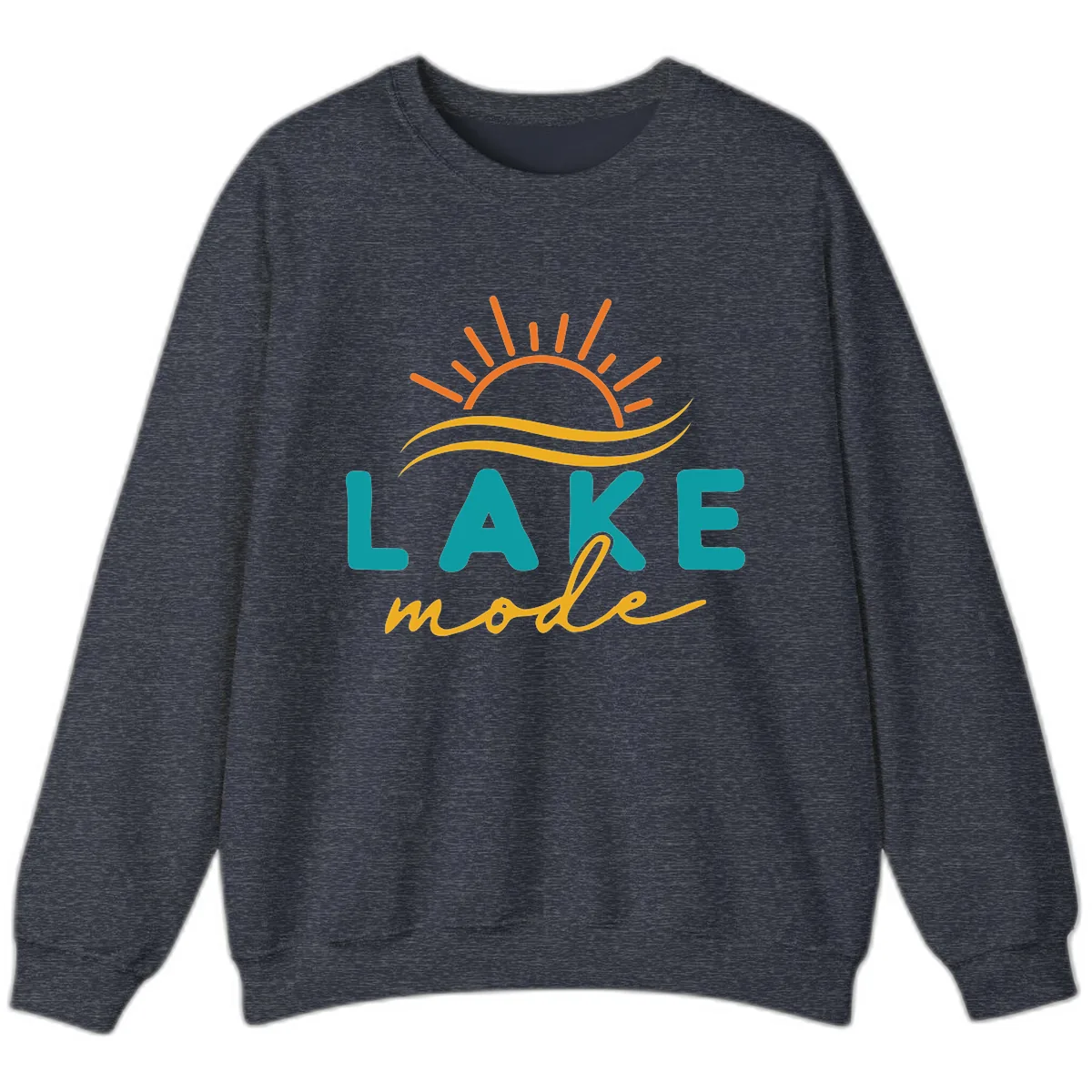 Lake Mode Sun and Waves Sweatshirt in Heather Sport Dark Navy