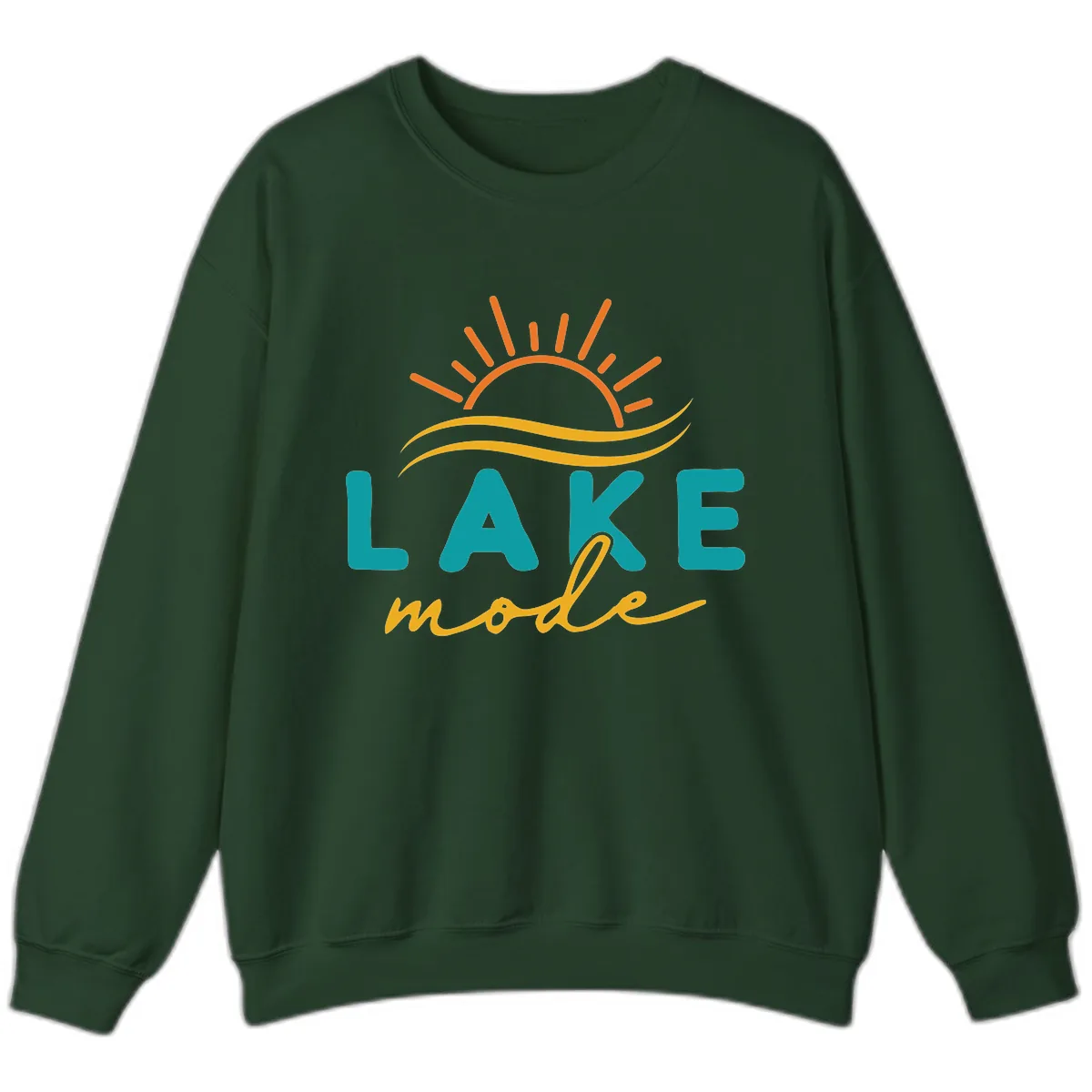Lake Mode Sun and Waves Sweatshirt in Forest Green