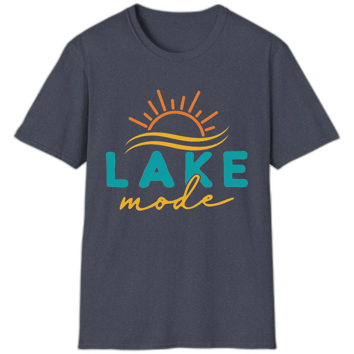 Lake Mode Sun and Waves T-Shirt in Heather Navy