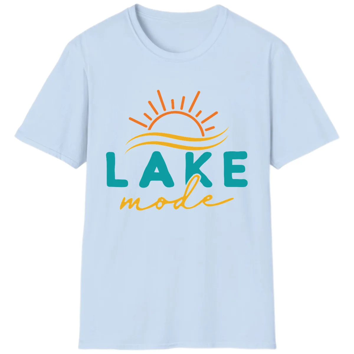 Lake Mode Sun and Waves T-Shirt in Light Blue