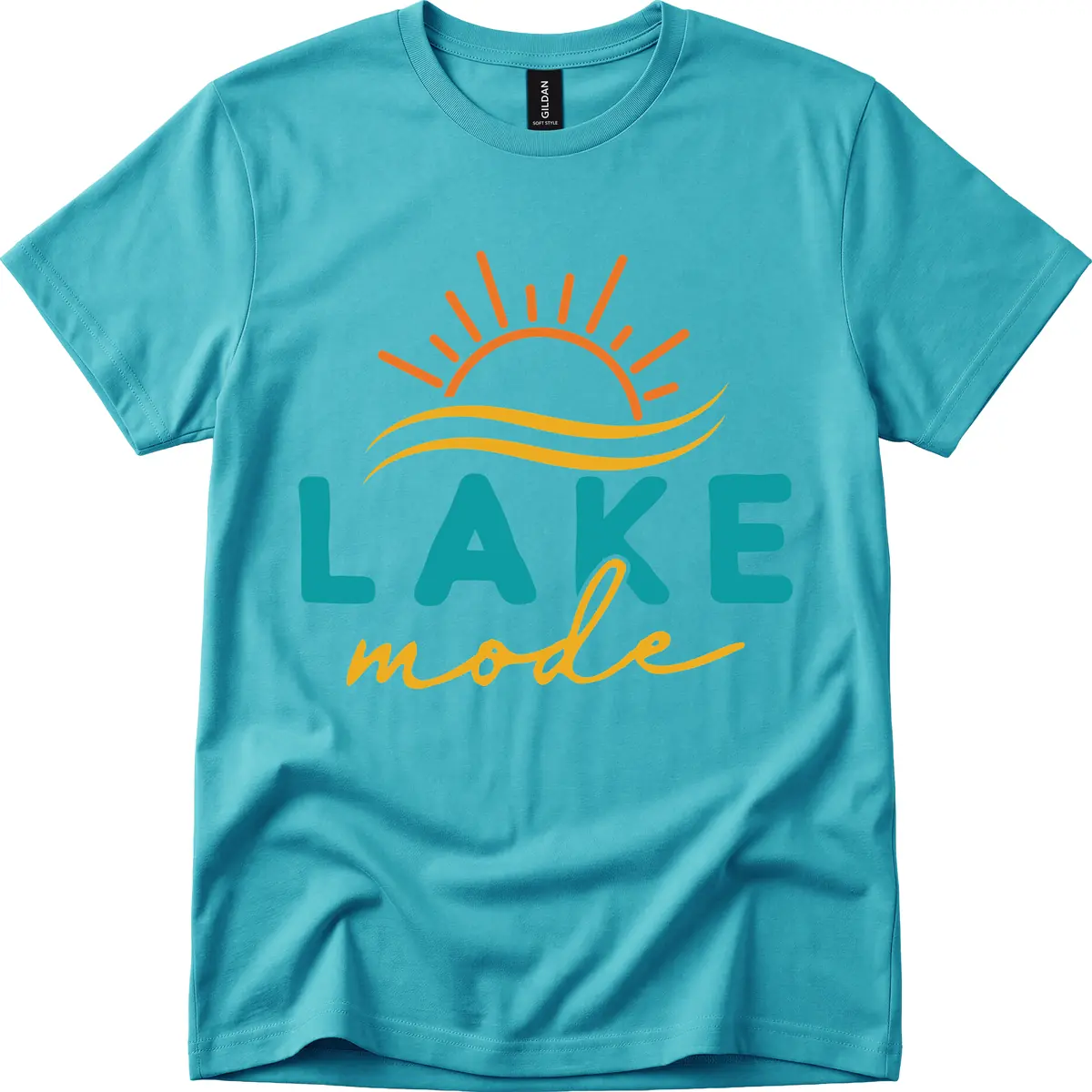 Lake Mode Sun and Waves T-Shirt in Tropical Blue