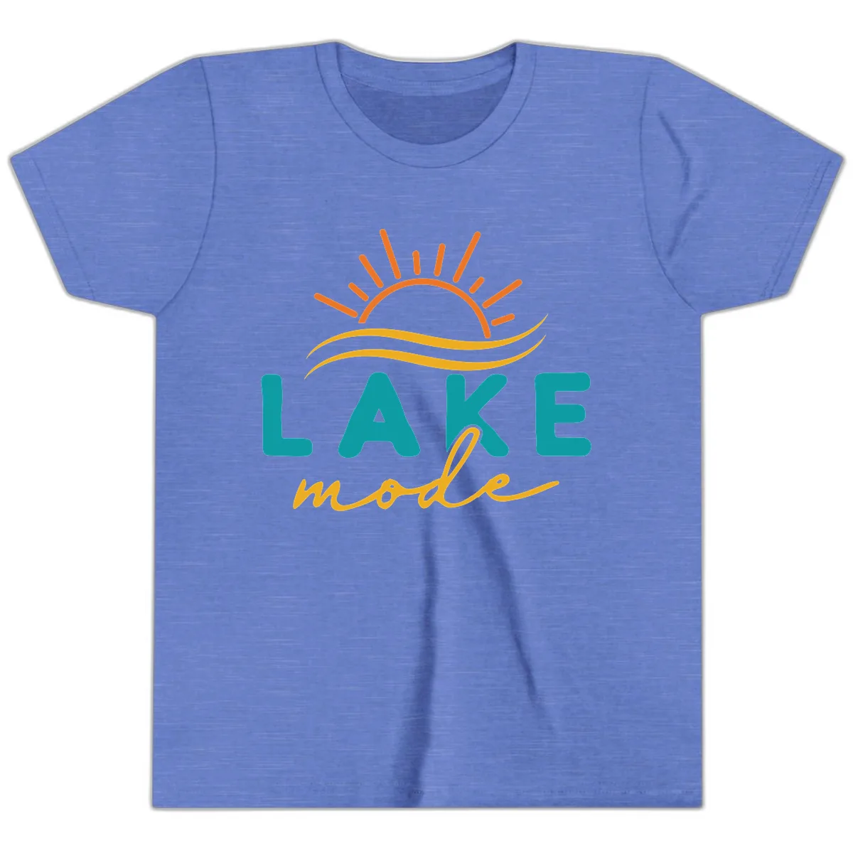 Lake Mode Sun and Waves Youth T-Shirt in Heather Columbia Blue