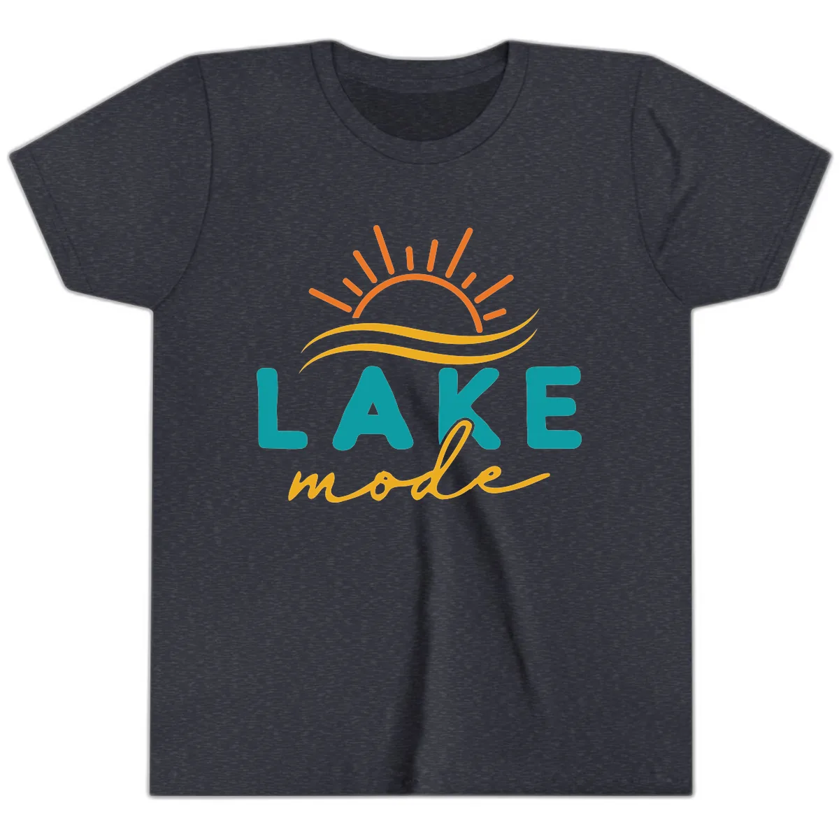 Lake Mode Sun and Waves Youth T-Shirt in Heather Navy