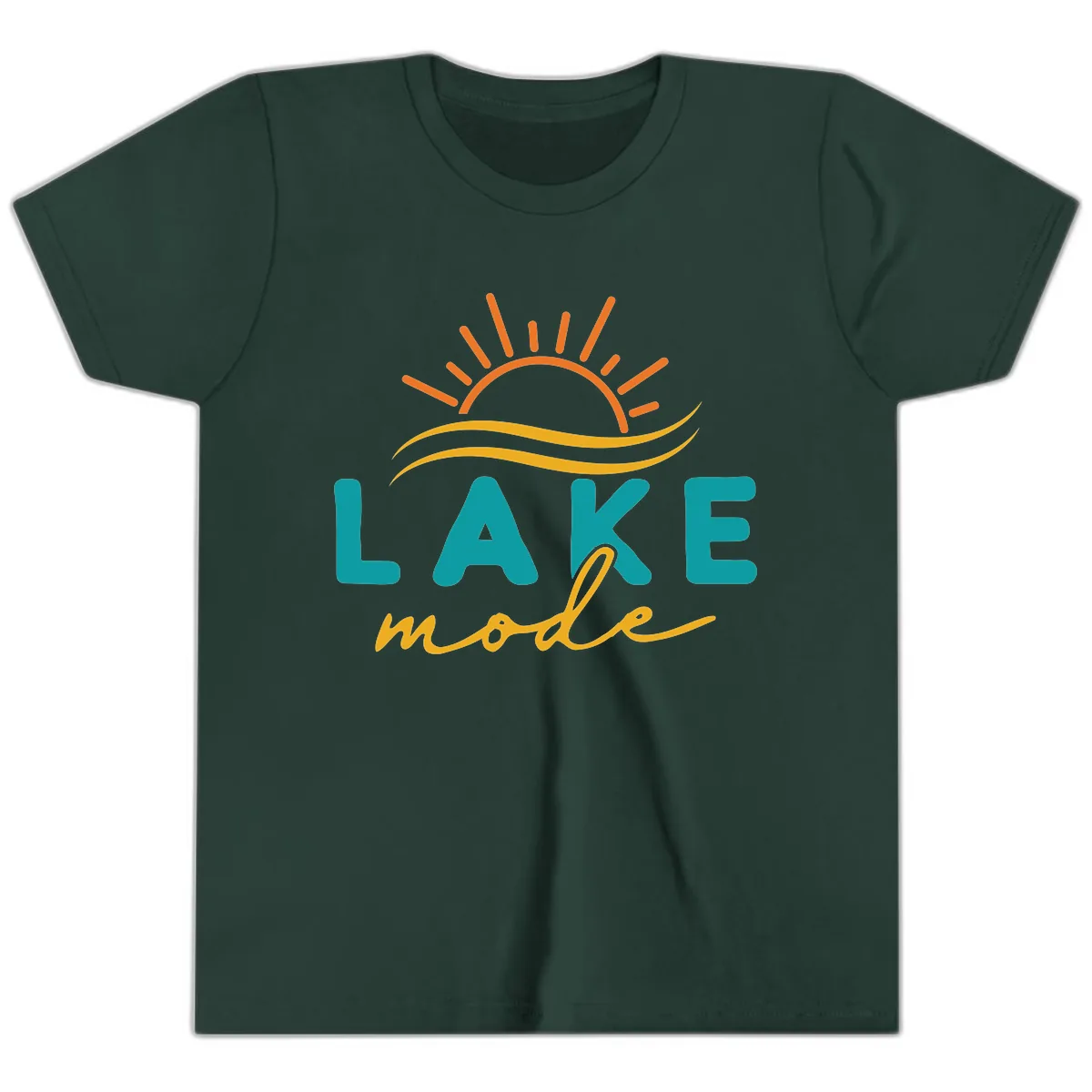 Lake Mode Sun and Waves Youth T-Shirt in Forest