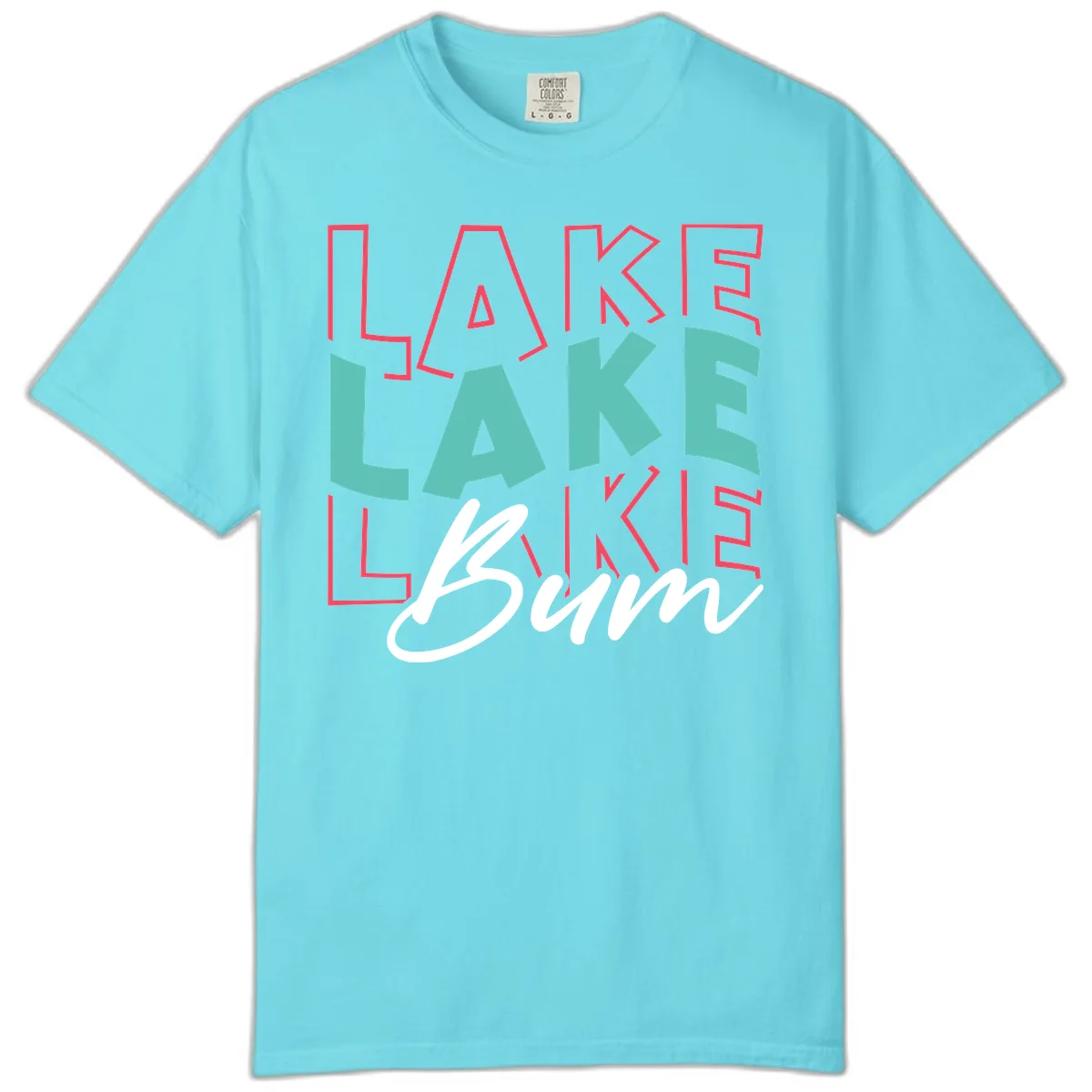 Lake Bum Typography Design Comfort Color in Lagoon Blue