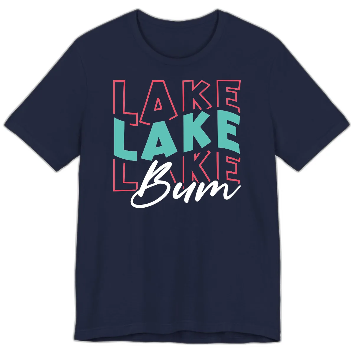 Lake Bum Typography Design Premium T-Shirt in Navy