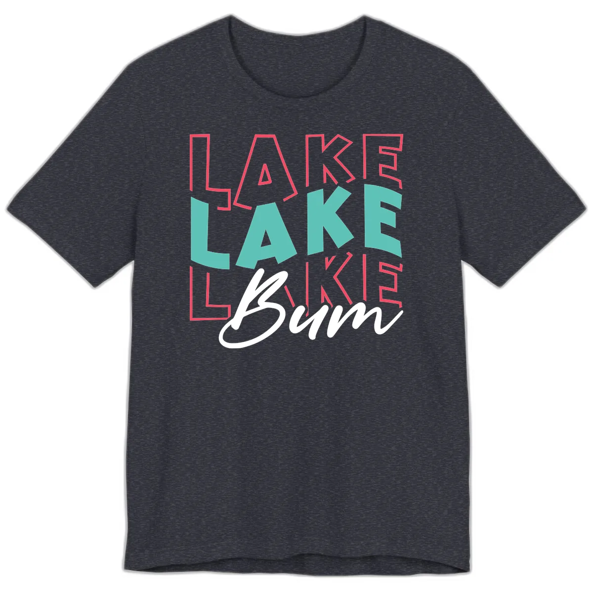 Lake Bum Typography Design Premium T-Shirt in Heather Navy