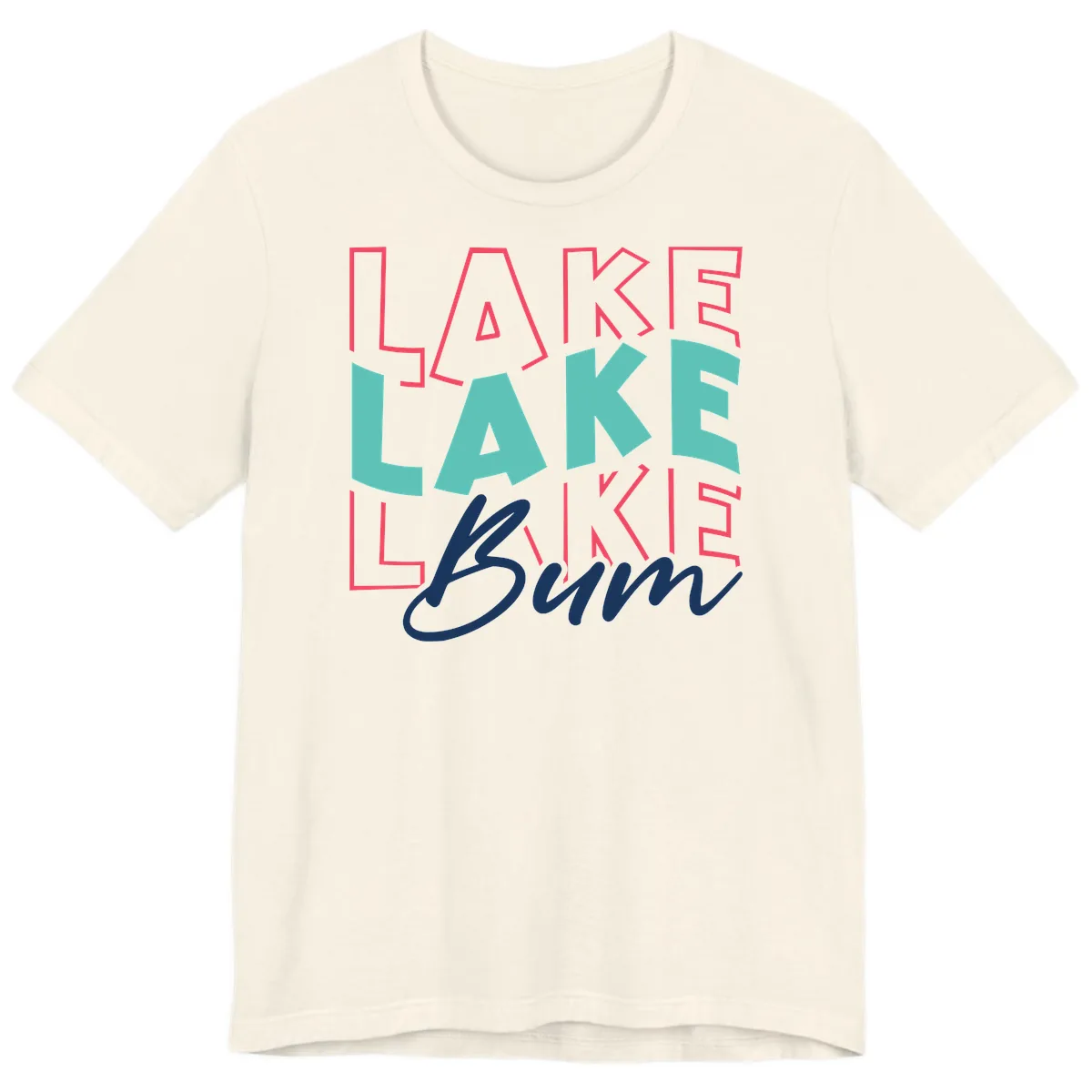 Lake Bum Typography Design Premium T-Shirt in Natural