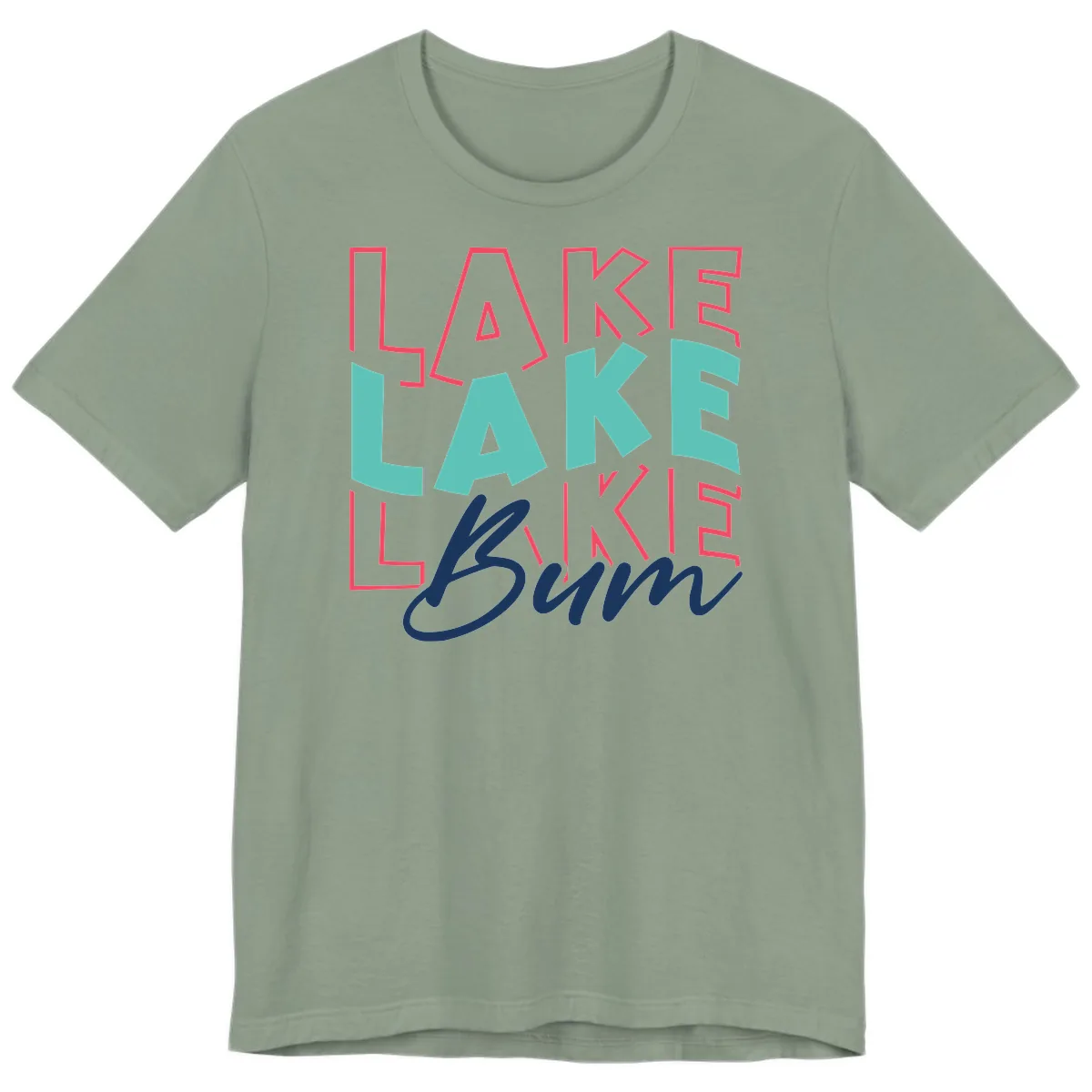 Lake Bum Typography Design Premium T-Shirt in Sage