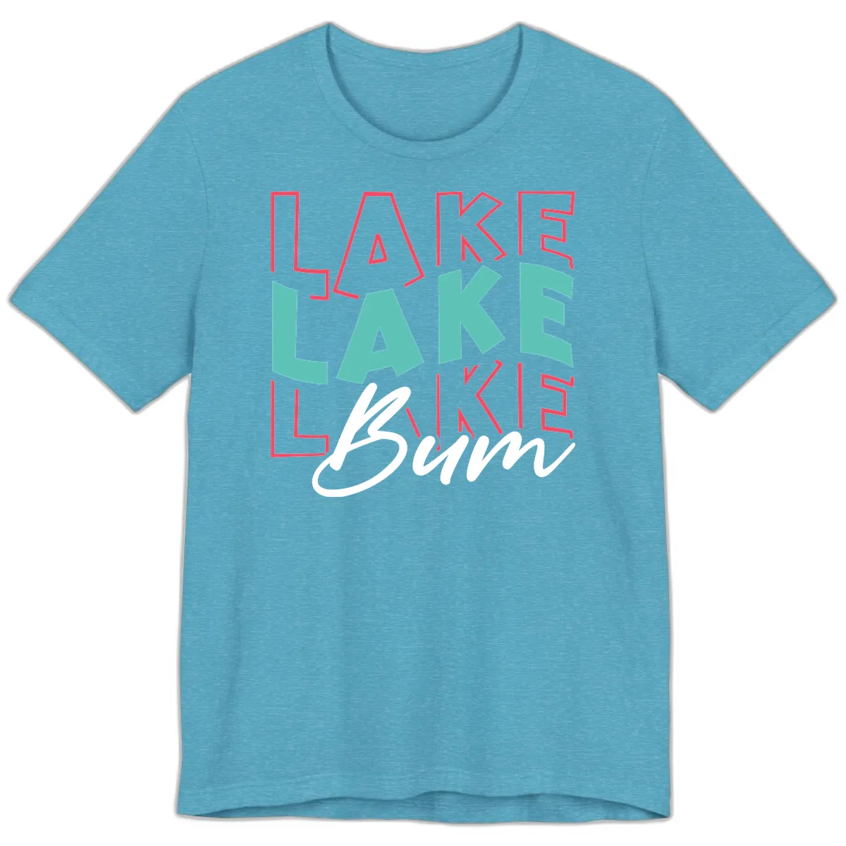 Lake Bum Typography Design Premium T-Shirt in Heather Aqua