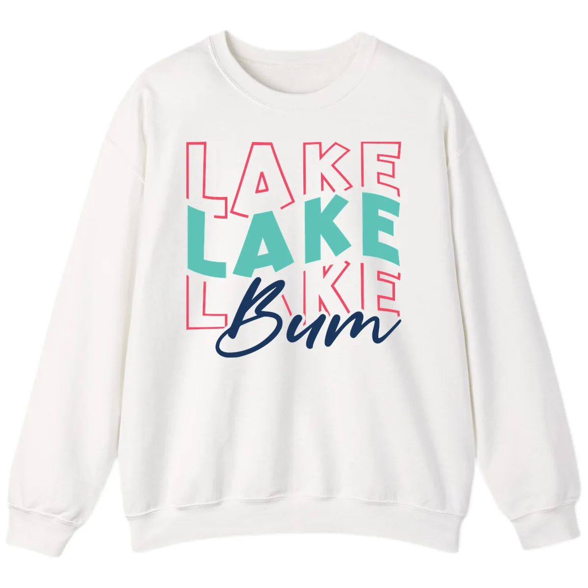Lake Bum Typography Design Sweatshirt in White