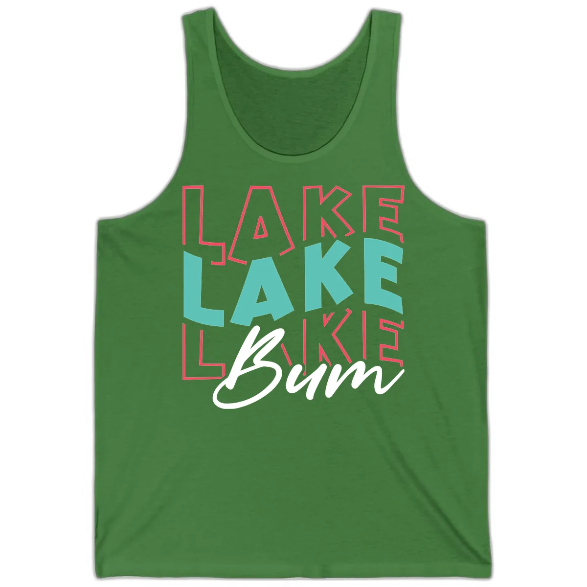 Lake Bum Typography Design Tank in Leaf