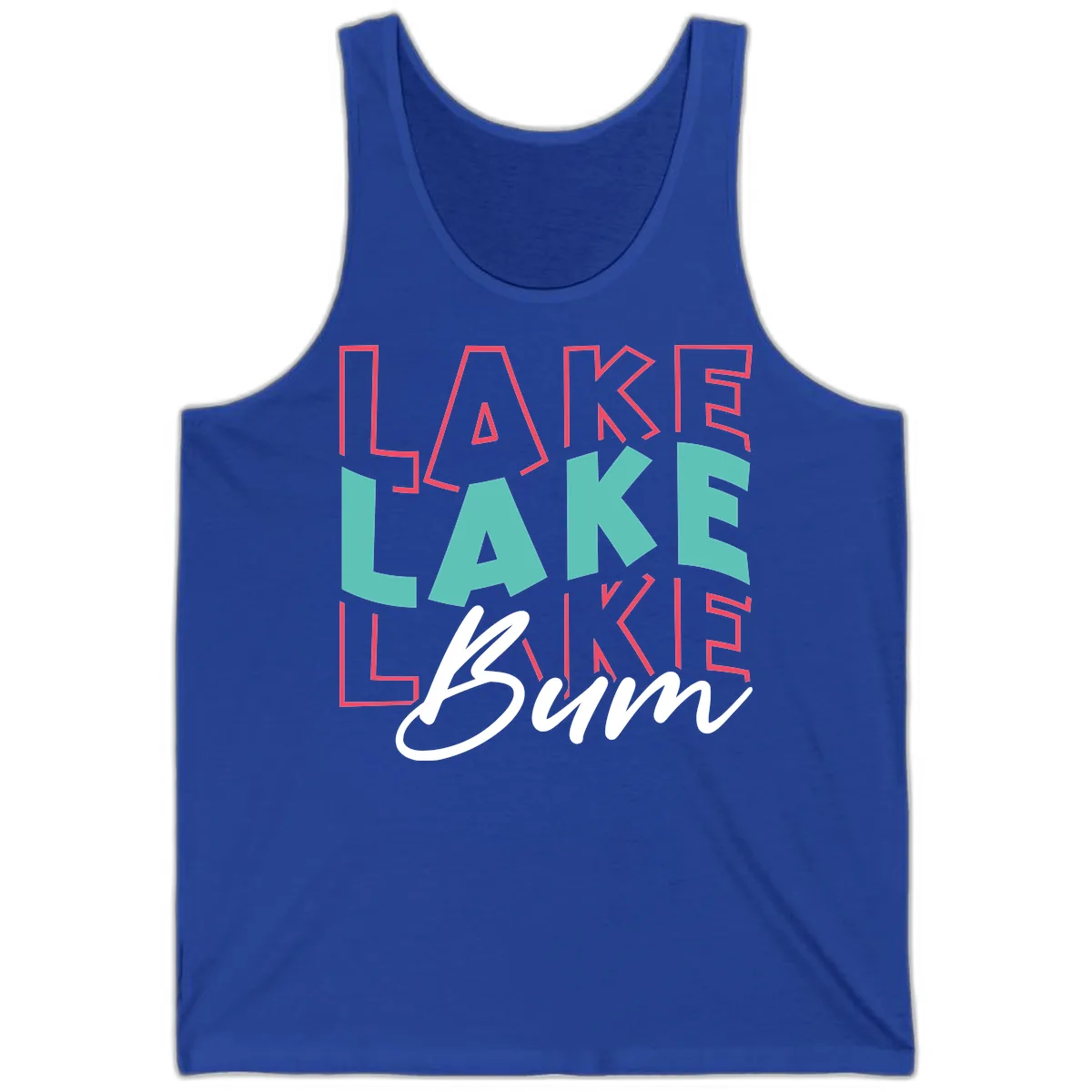 Lake Bum Typography Design Tank in True Royal