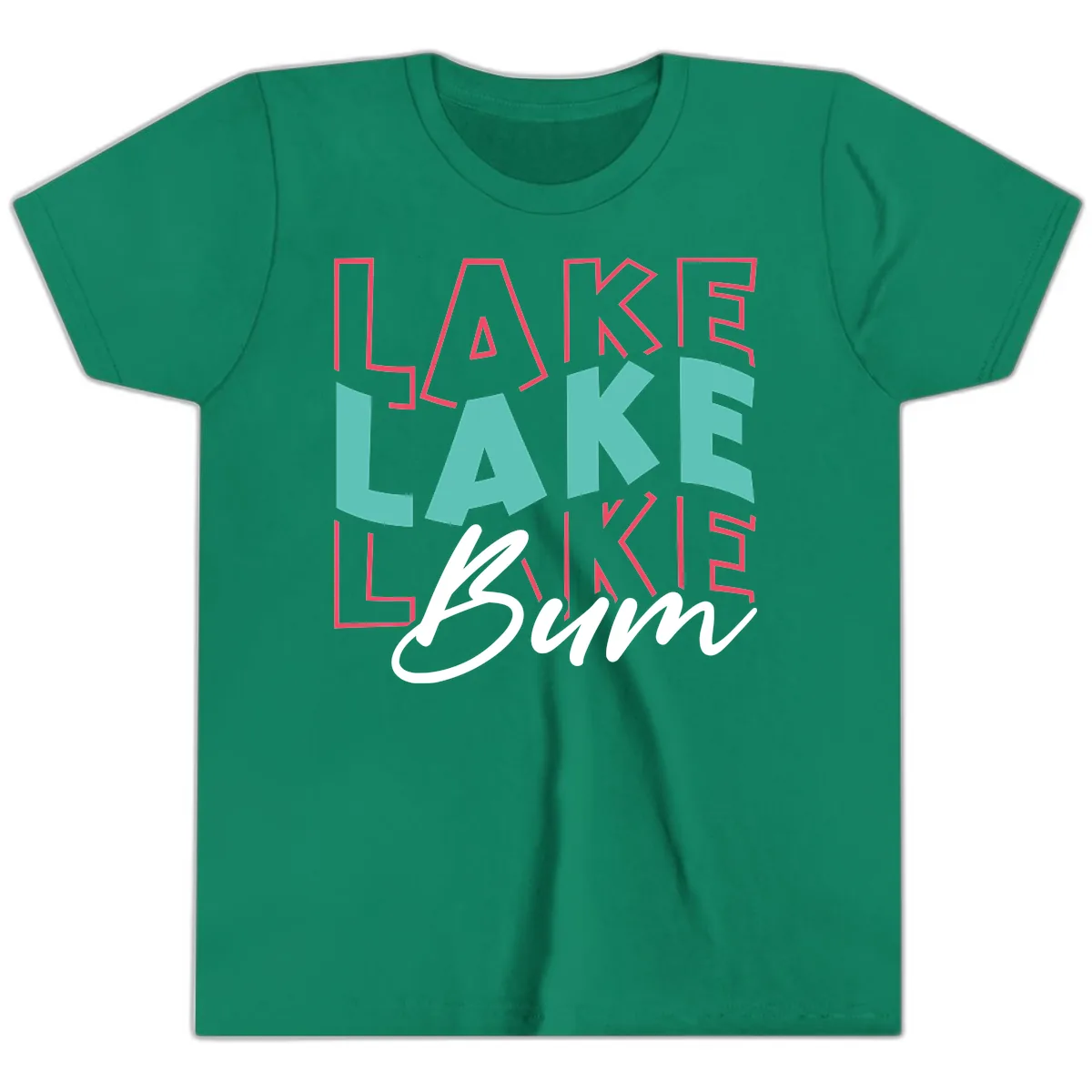 Lake Bum Typography Design Youth T-Shirt in Kelly