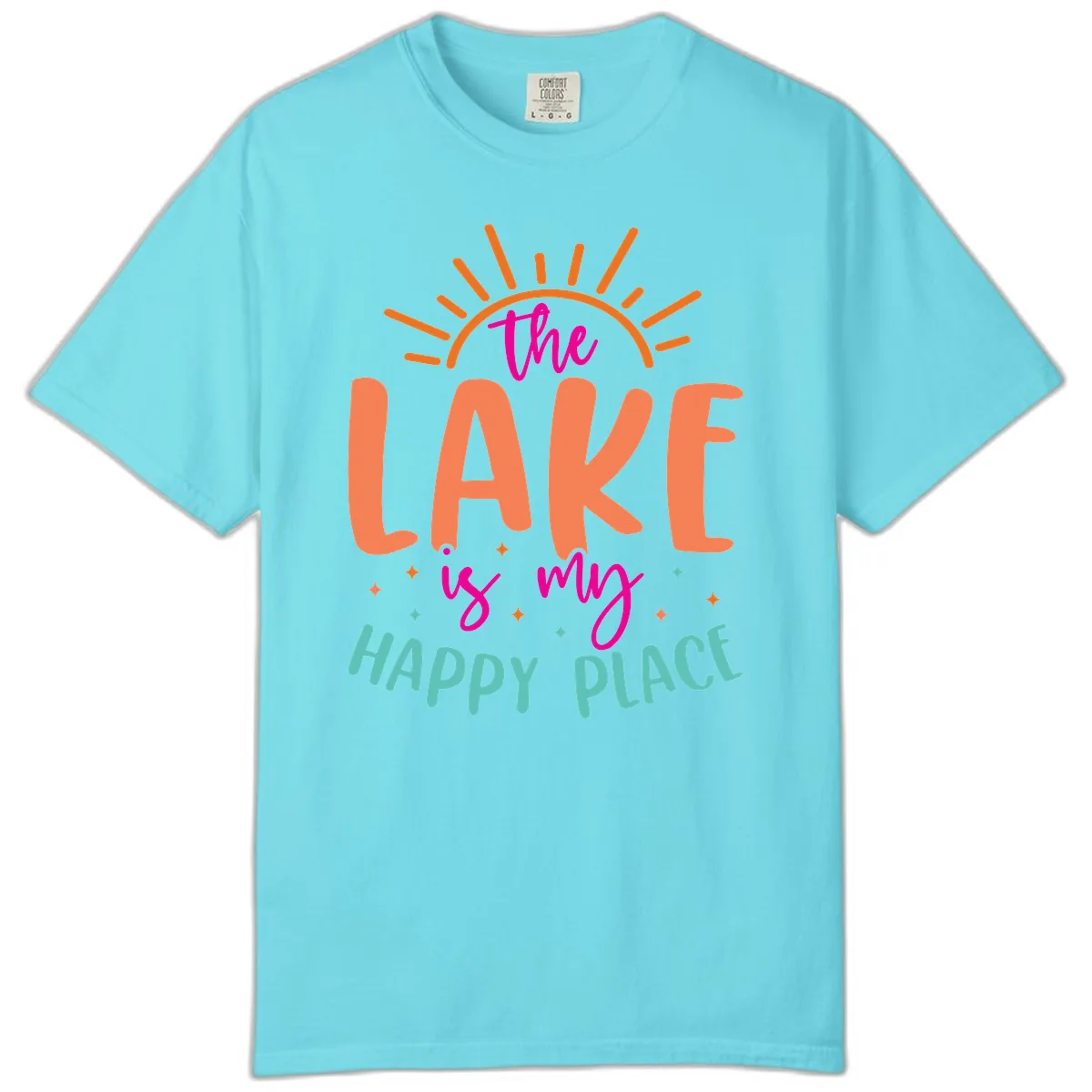 The Lake Is My Happy Place Comfort Color in Lagoon Blue