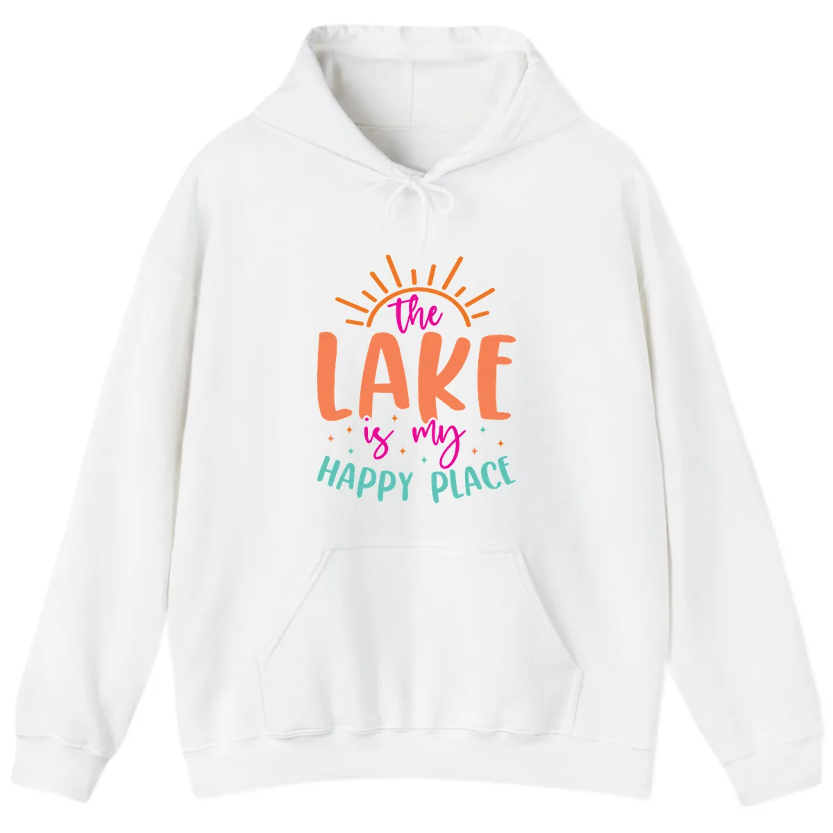 The Lake Is My Happy Place Hoodie in White