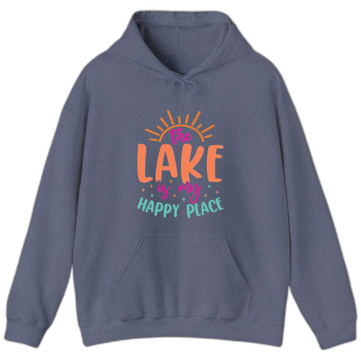 The Lake Is My Happy Place Hoodie in Heather Navy