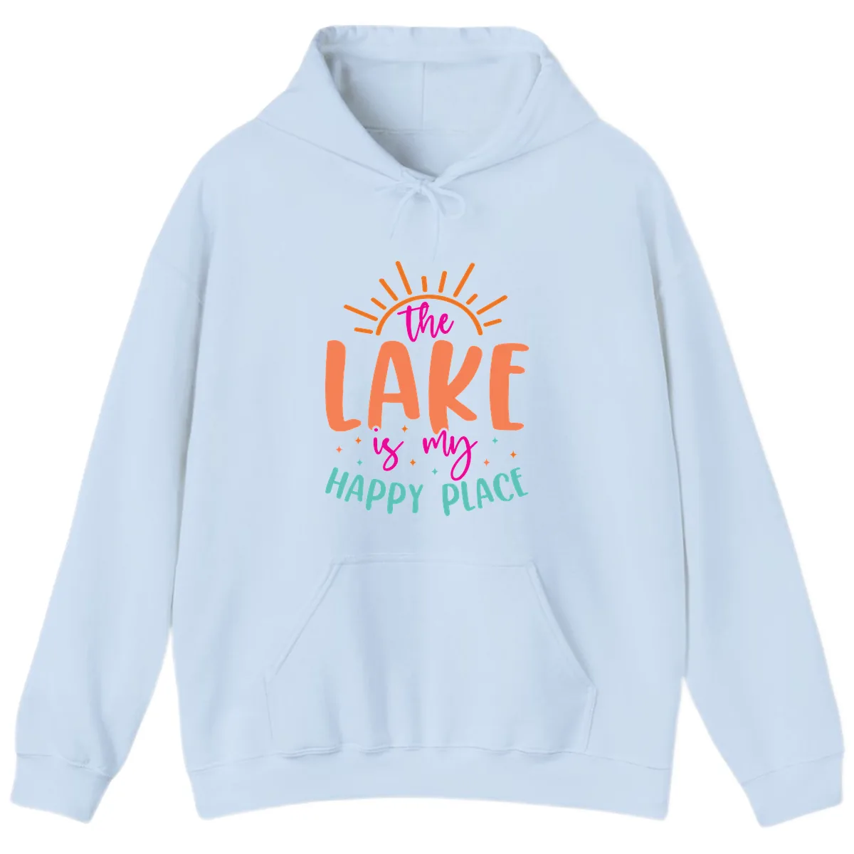 The Lake Is My Happy Place Hoodie in Light Blue
