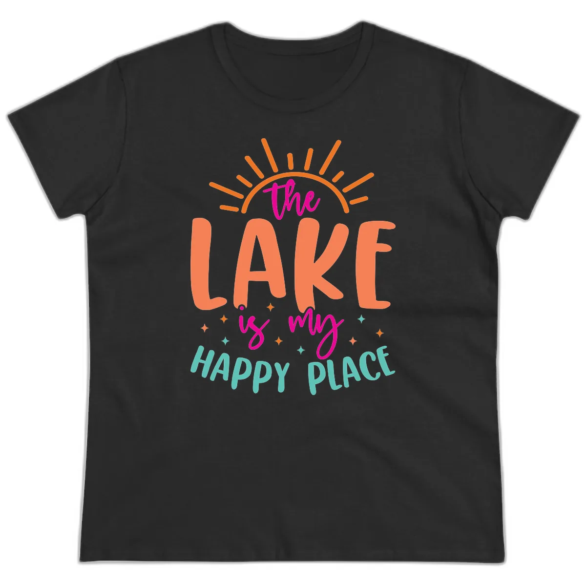 The Lake Is My Happy Place Ladies Tee in Black