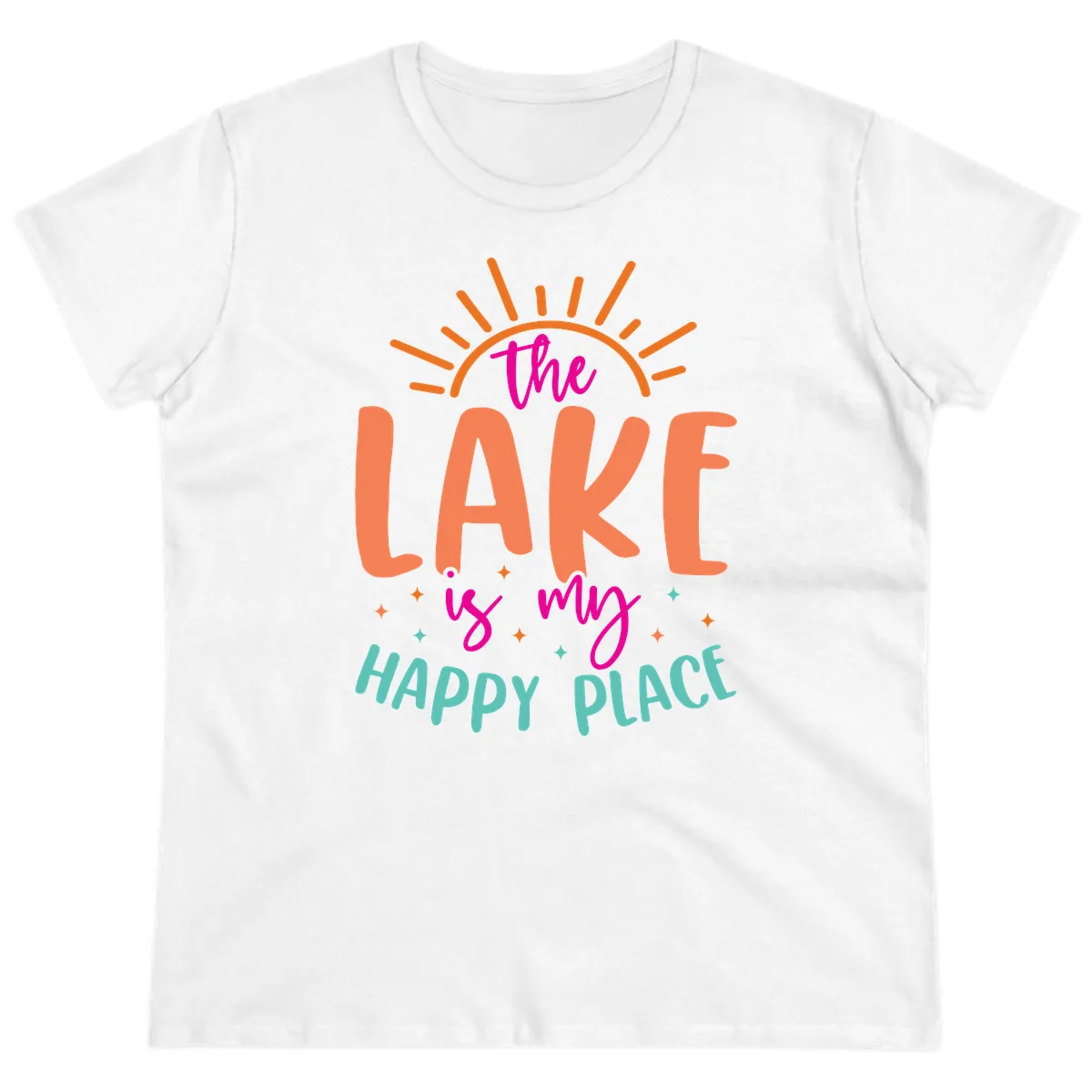 The Lake Is My Happy Place Ladies Tee in White