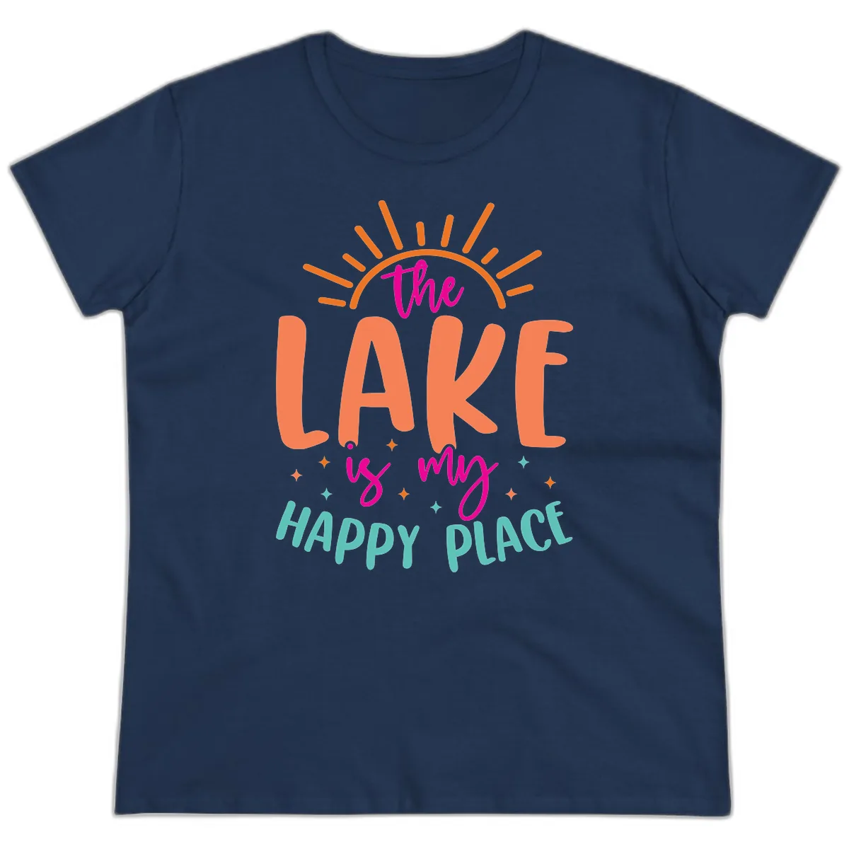 The Lake Is My Happy Place Ladies Tee in Navy
